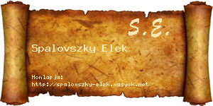 Spalovszky Elek névjegykártya